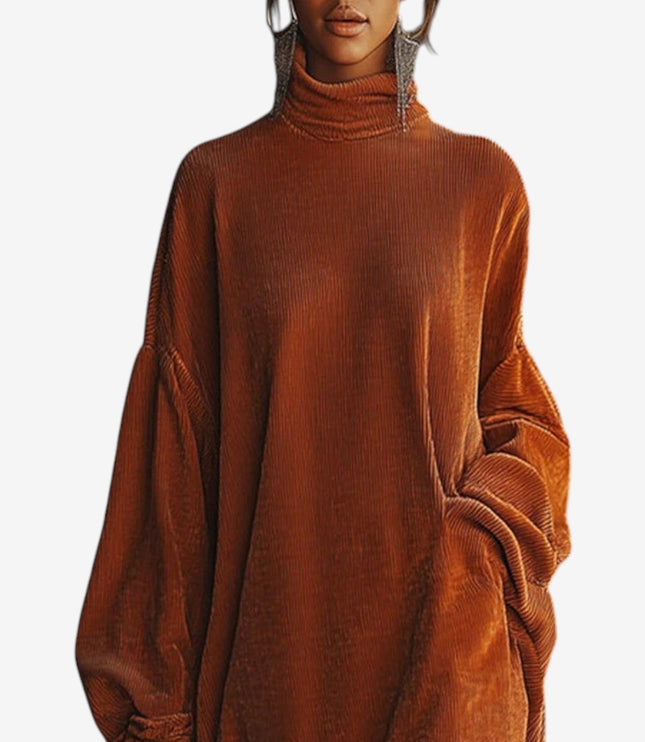 Waverly | Women's Knit Sweater Dress with Fringe - Orange - Image 2