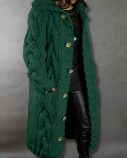 Carine - Elegant Longline Knit Coat