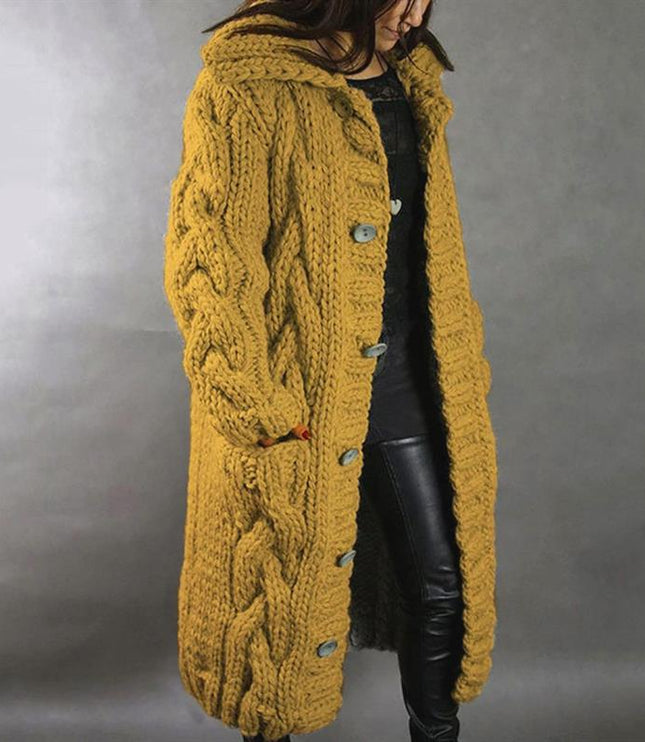 Carine - Elegant Longline Knit Coat