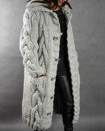 Carine - Elegant Longline Knit Coat