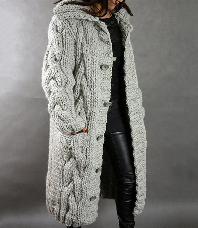 Carine - Elegant Longline Knit Coat
