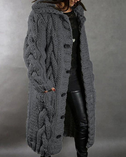 Carine - Elegant Longline Knit Coat