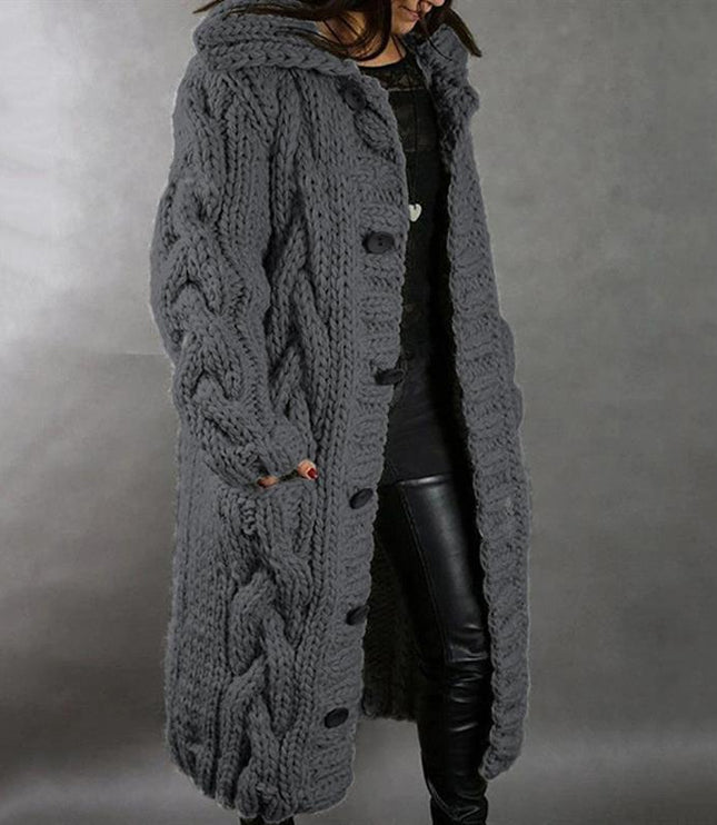 Carine - Elegant Longline Knit Coat