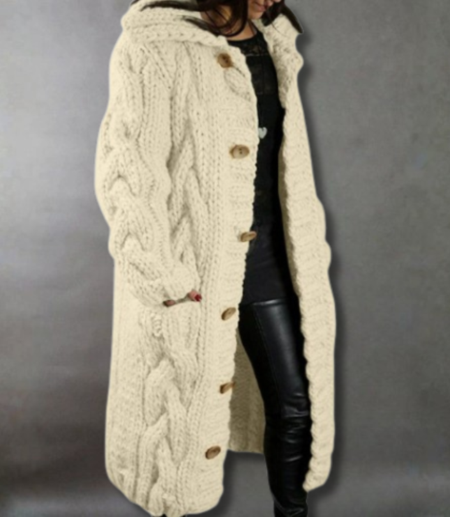 Carine - Elegant Longline Knit Coat