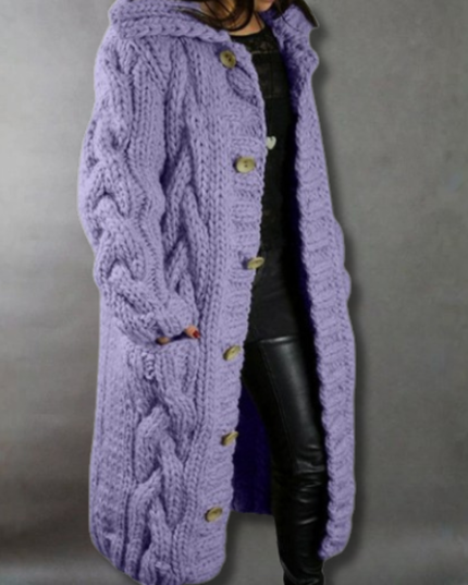 Carine - Elegant Longline Knit Coat