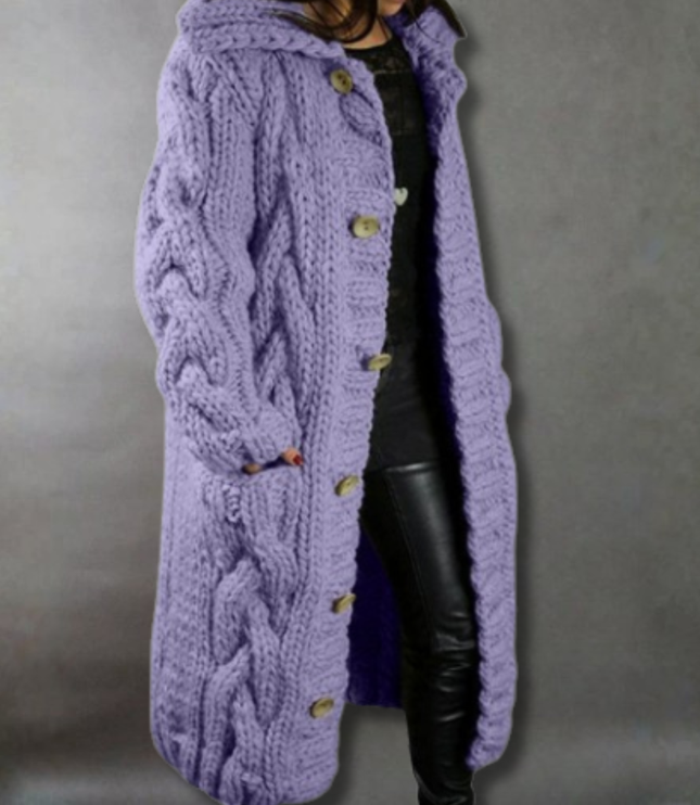 Carine - Elegant Longline Knit Coat