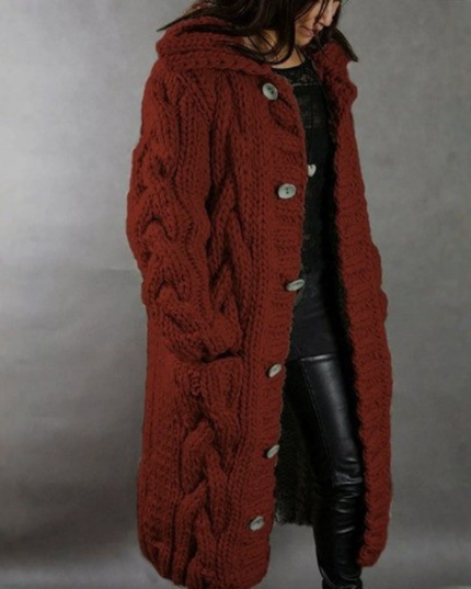 Carine - Elegant Longline Knit Coat