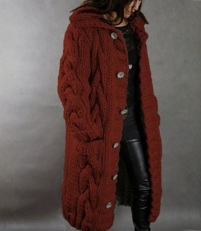 Carine - Elegant Longline Knit Coat