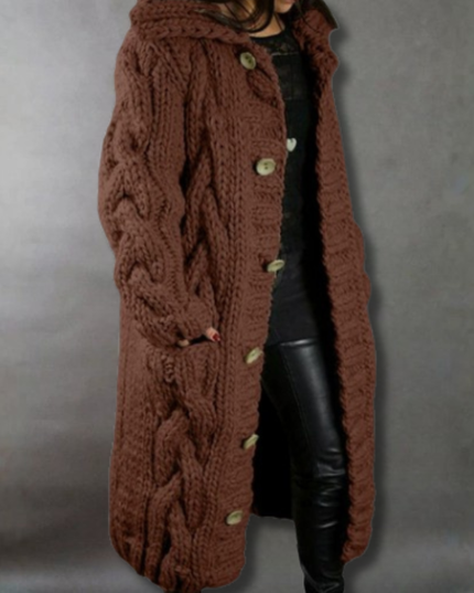 Carine - Elegant Longline Knit Coat