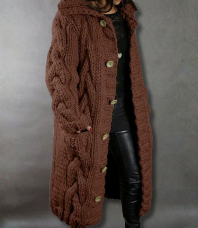 Carine - Elegant Longline Knit Coat