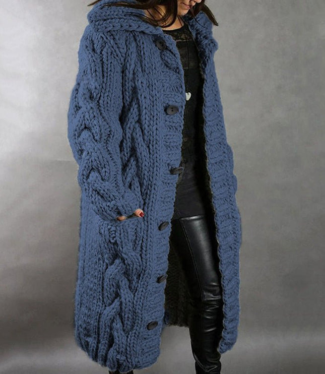 Carine - Elegant Longline Knit Coat