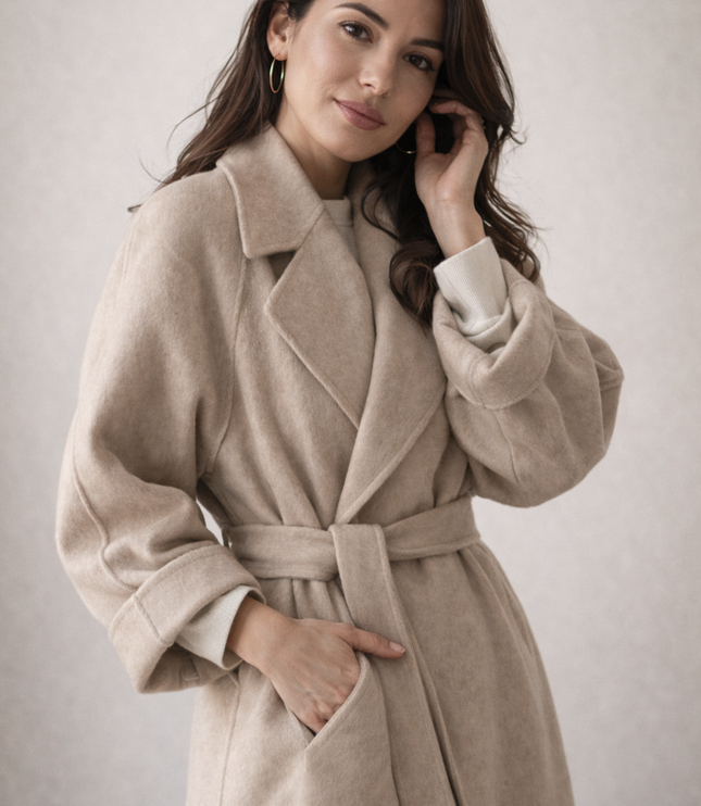 Caith – Elegant Belted Long Coat
