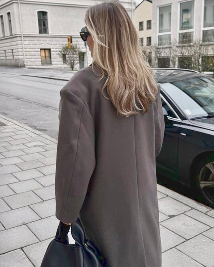 Isolde | Damen eleganter zweireihiger Maxi-Mantel