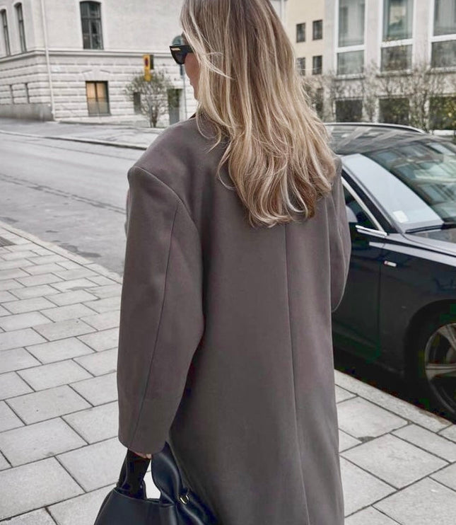 Isolde | Damen eleganter zweireihiger Maxi-Mantel