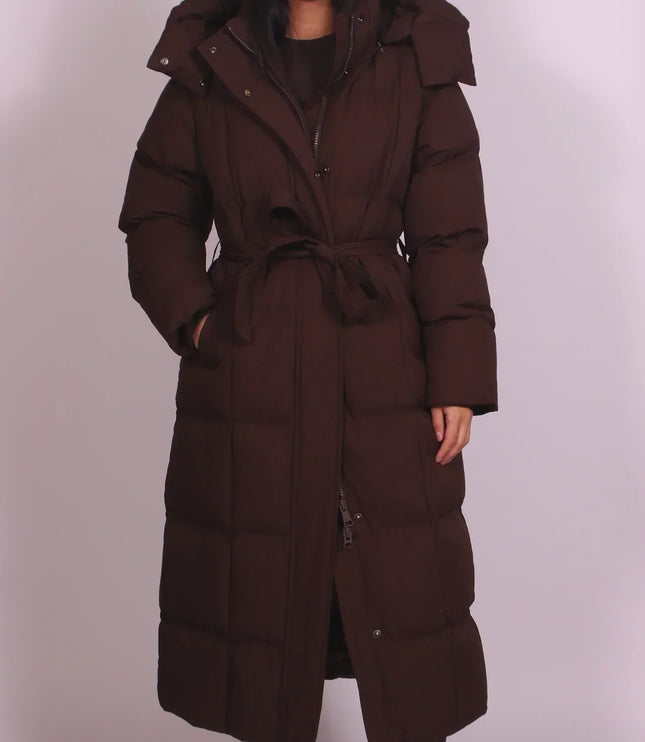 Kelly – Long Belted Puffer Coat