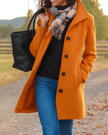Helga | Damen Klassischer Wintermantel mit Knopfleiste vorne