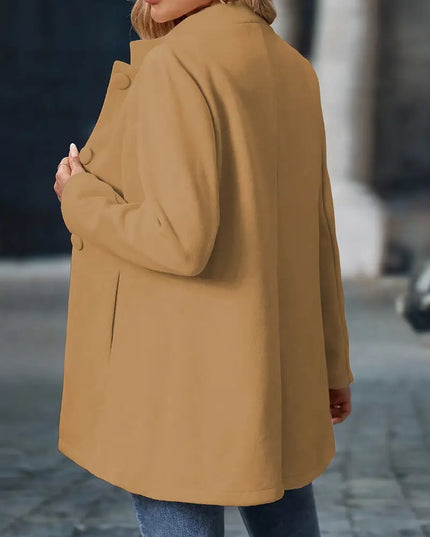 Damski Płaszcz Zimowy Elegancki z Guzikami Długi Rękaw