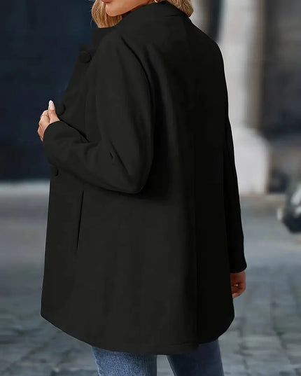 Damski Płaszcz Zimowy Elegancki z Guzikami Długi Rękaw