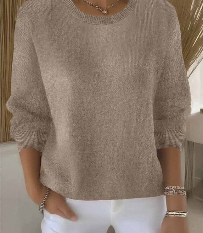 Damski Sweter Dzianinowy Dopasowany Elegancki Długi Rękaw