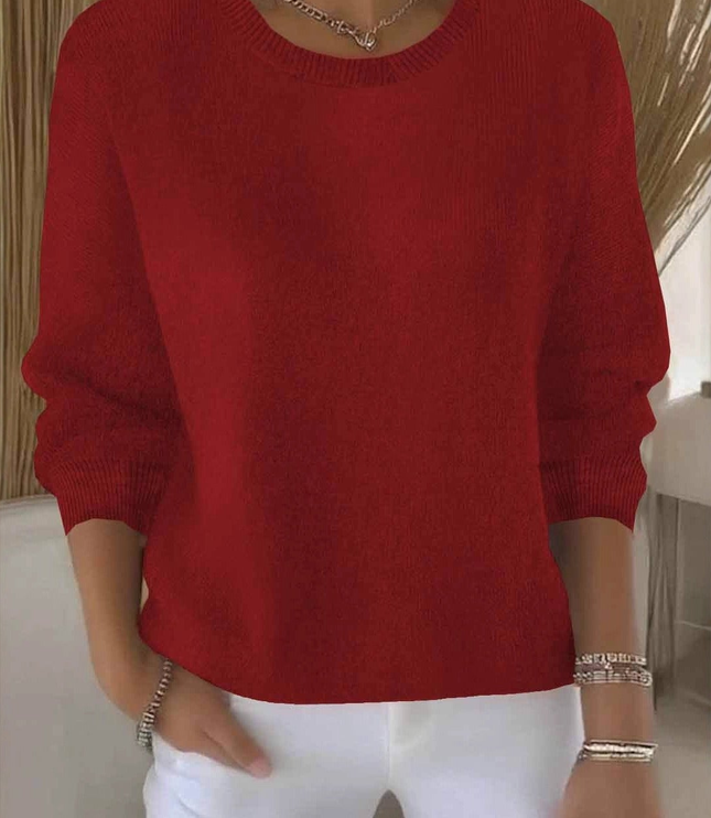 Damski Sweter Dzianinowy Dopasowany Elegancki Długi Rękaw