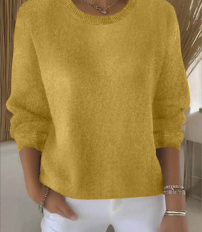 Damski Sweter Dzianinowy Dopasowany Elegancki Długi Rękaw