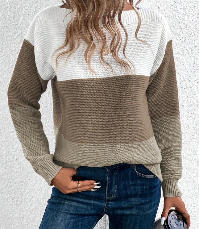 Damski Sweter Dzianinowy Klasyczny Elegancki Długi Rękaw