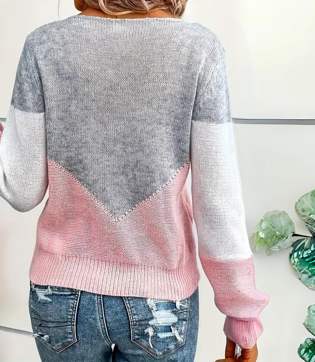 Damski Sweter Dzianinowy Oversize Luźny Krój Różowy