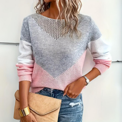 Damski Sweter Dzianinowy Oversize Luźny Krój Różowy