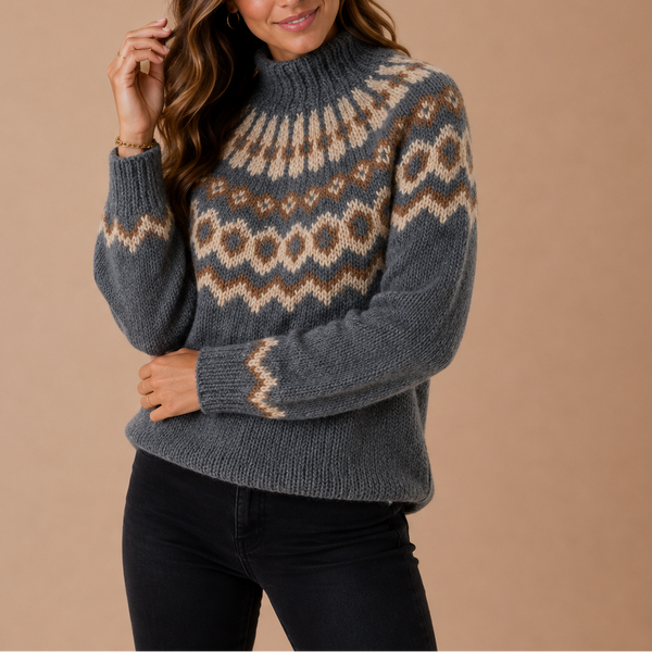 Women’s Fair Isle Turtleneck Sweater – Nordic Winter Knit Jumper