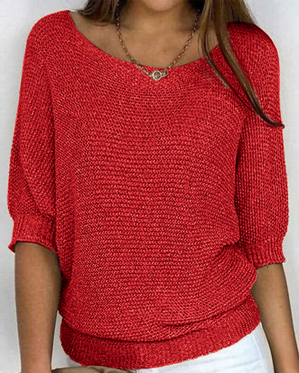 Damski Sweter Dzianinowy ze Wzorzystym Splotem Elegancki