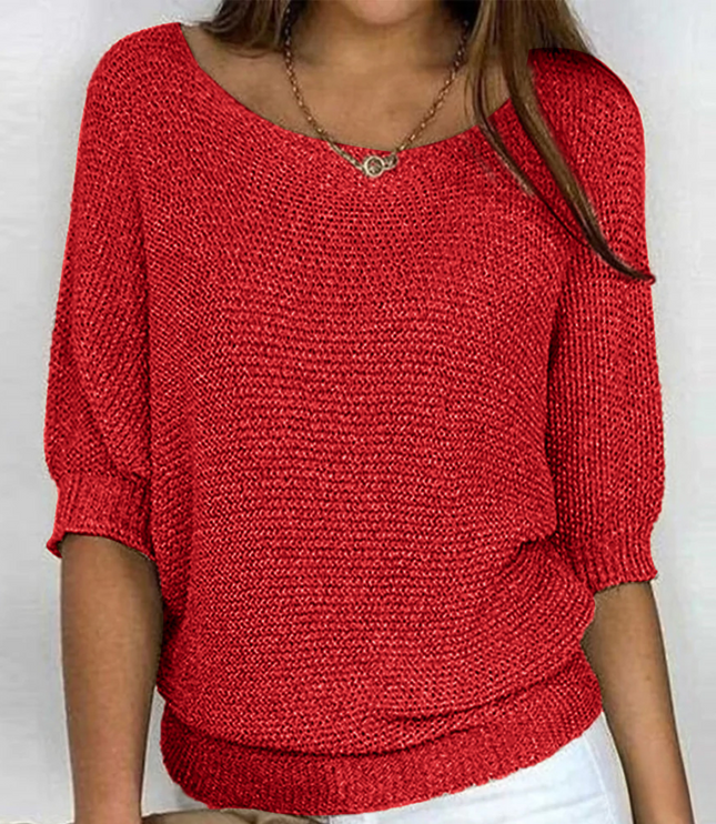 Damski Sweter Dzianinowy ze Wzorzystym Splotem Elegancki
