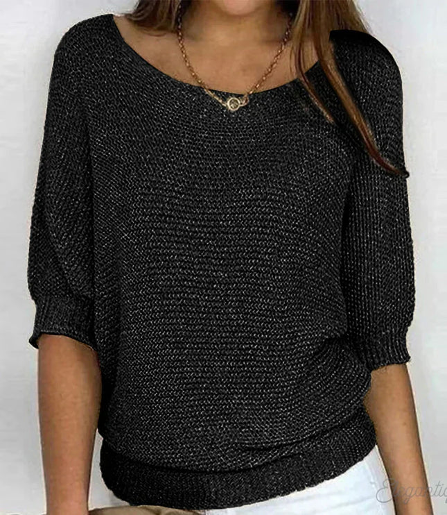 Damski Sweter Dzianinowy ze Wzorzystym Splotem Elegancki