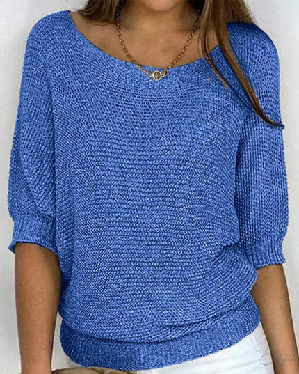 Damski Sweter Dzianinowy ze Wzorzystym Splotem Elegancki