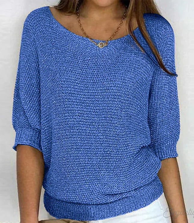 Damski Sweter Dzianinowy ze Wzorzystym Splotem Elegancki