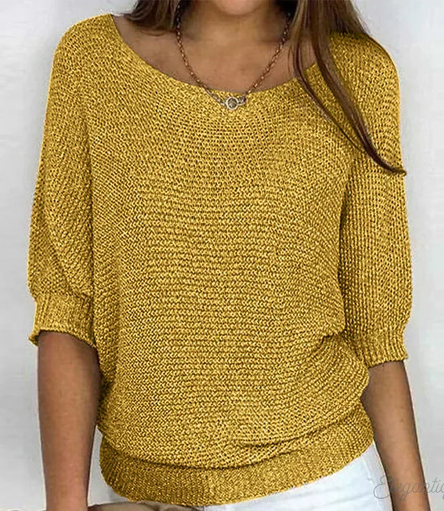 Damski Sweter Dzianinowy ze Wzorzystym Splotem Elegancki