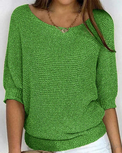 Damski Sweter Dzianinowy ze Wzorzystym Splotem Elegancki