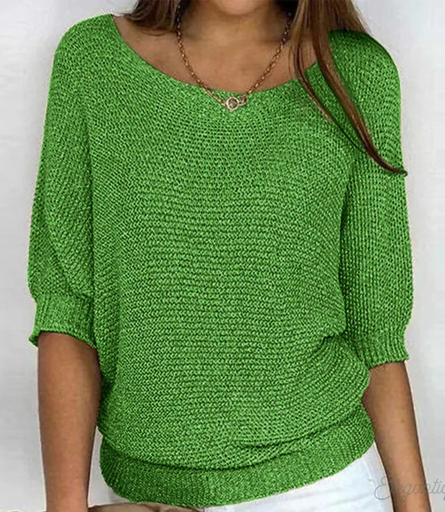 Damski Sweter Dzianinowy ze Wzorzystym Splotem Elegancki