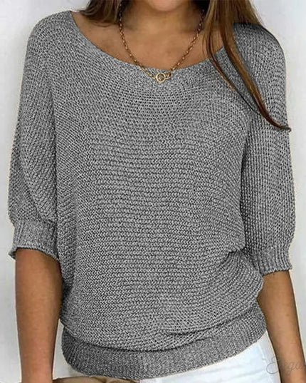 Damski Sweter Dzianinowy ze Wzorzystym Splotem Elegancki