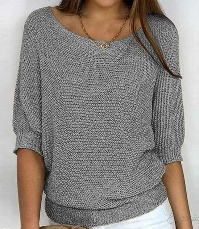 Damski Sweter Dzianinowy ze Wzorzystym Splotem Elegancki