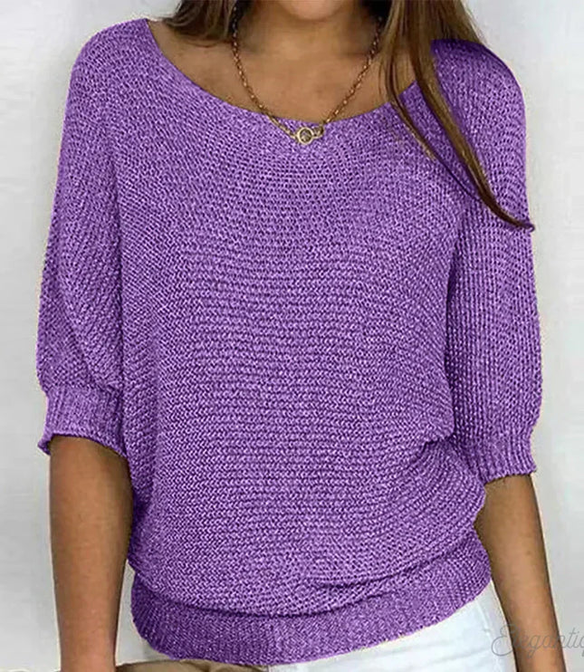 Damski Sweter Dzianinowy ze Wzorzystym Splotem Elegancki