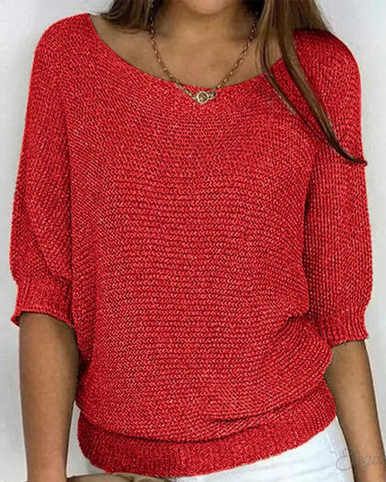 Damski Sweter Dzianinowy ze Wzorzystym Splotem Elegancki