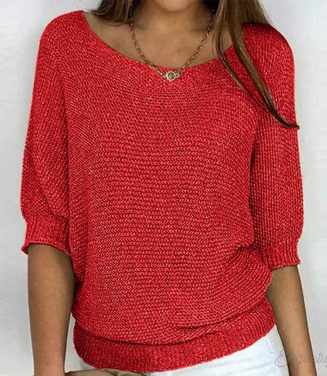 Damski Sweter Dzianinowy ze Wzorzystym Splotem Elegancki