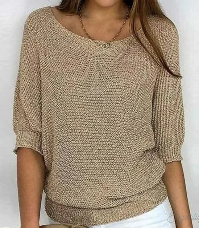 Damski Sweter Dzianinowy ze Wzorzystym Splotem Elegancki