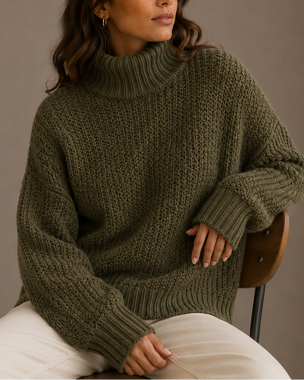 Women’s Chunky Turtleneck Sweater – Oversized Knit Jumper