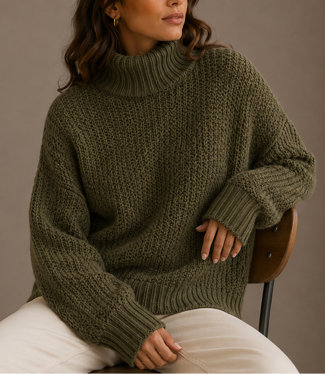Women’s Chunky Turtleneck Sweater – Oversized Knit Jumper