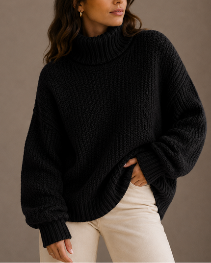 Women’s Chunky Turtleneck Sweater – Oversized Knit Jumper