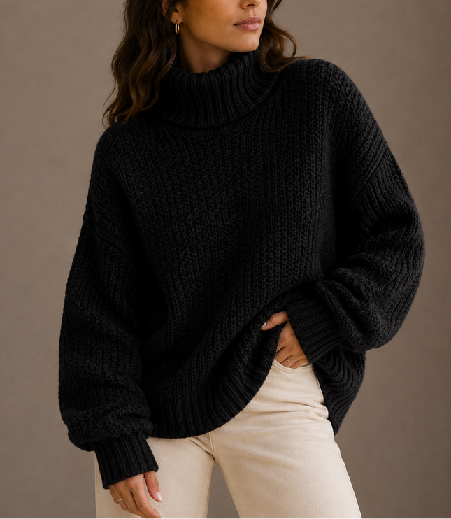 Women’s Chunky Turtleneck Sweater – Oversized Knit Jumper