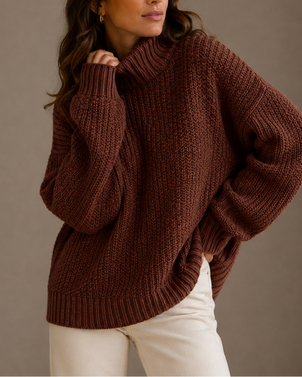 Women’s Chunky Turtleneck Sweater – Oversized Knit Jumper