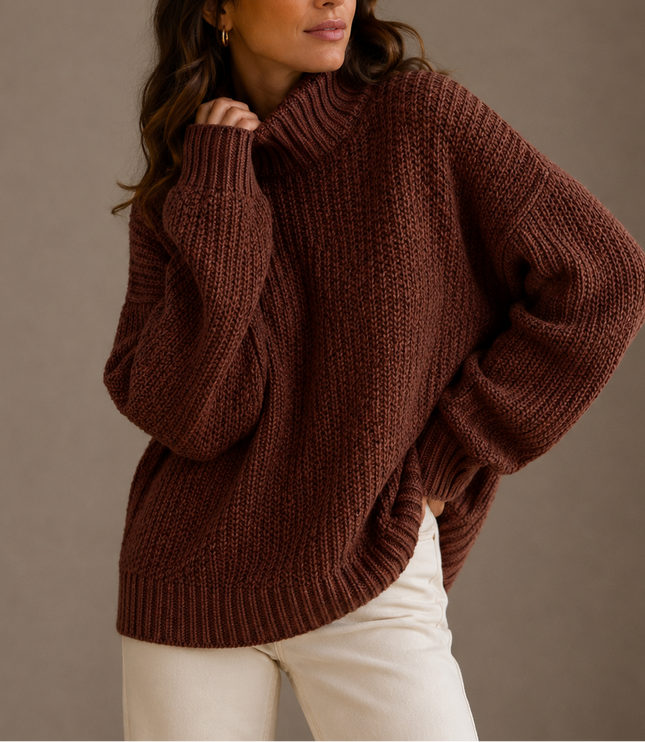 Women’s Chunky Turtleneck Sweater – Oversized Knit Jumper