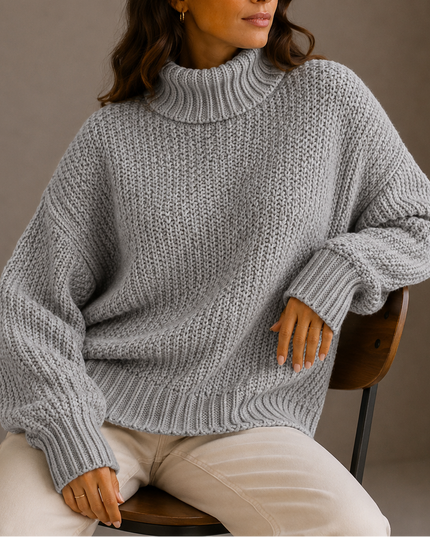 Women’s Chunky Turtleneck Sweater – Oversized Knit Jumper